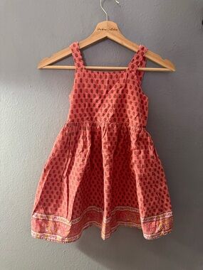 Cotton On Girls Coral Printed Sundress with Border Trim